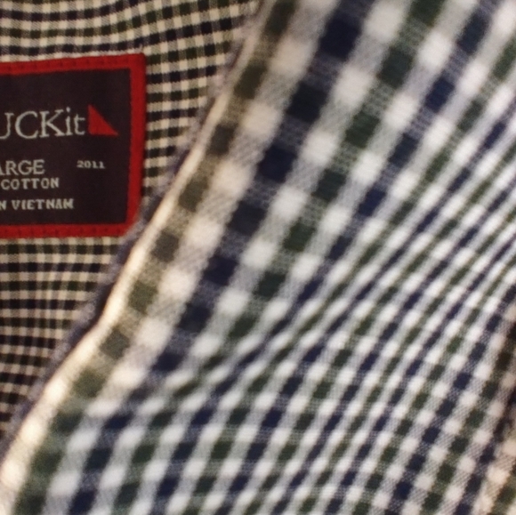 UNTUCKit Large Button down Checkered Gingham Green Blue White Button Down Shirt - Picture 2 of 16